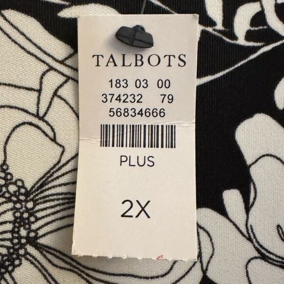 NWT Talbots Size 2X Plus Size Black White Floral Print Tank Maxi Dress - Picture 11 of 12